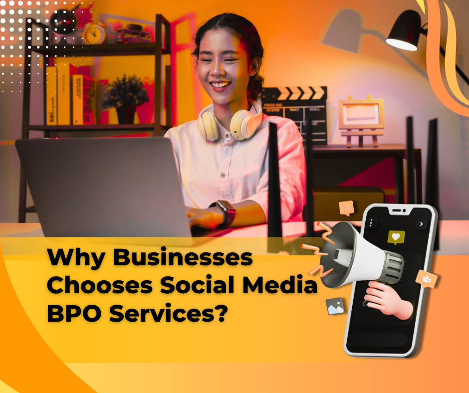 Team of professionals managing social media accounts on laptops and smartphones in a modern office setting, representing social media BPO services.