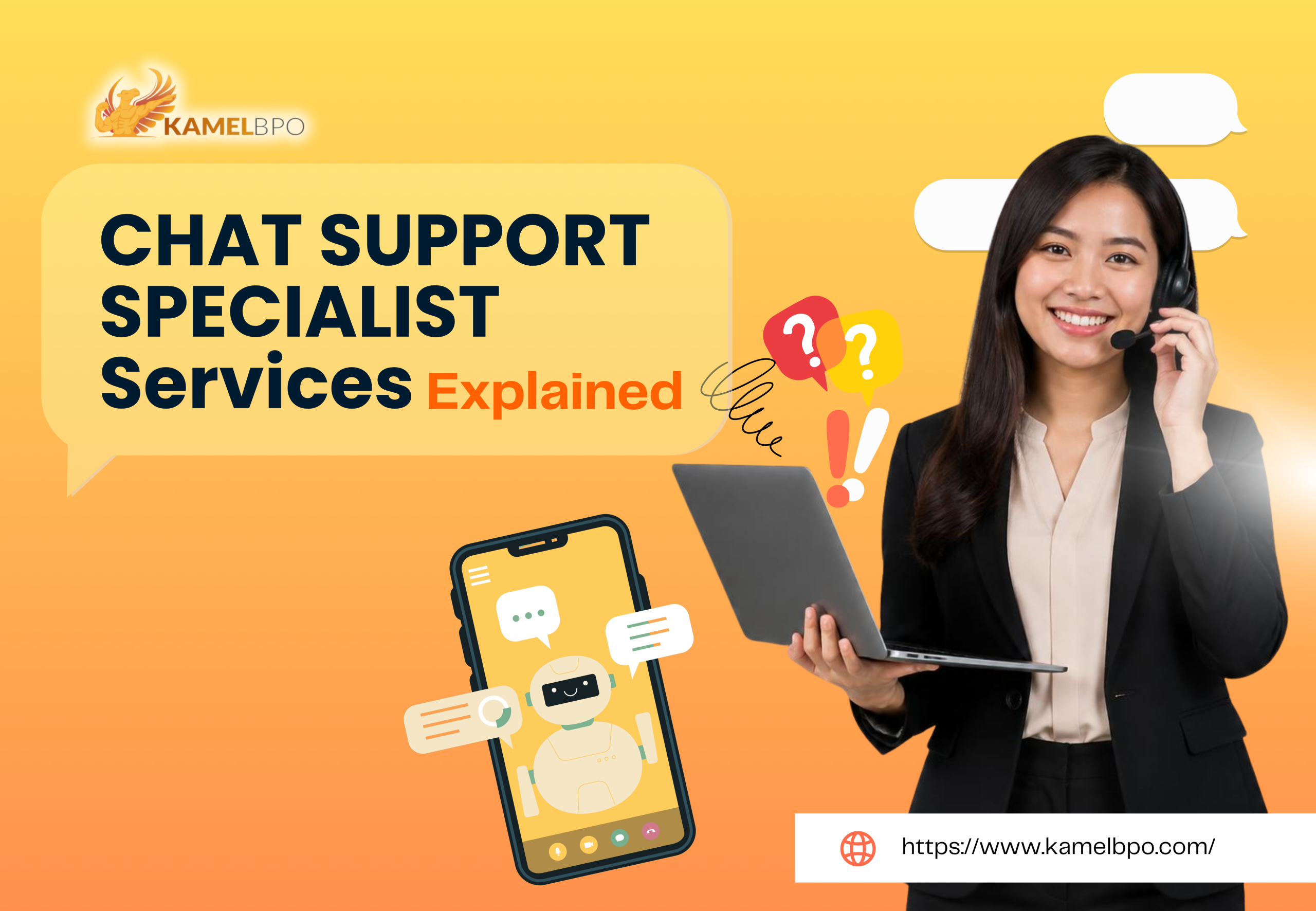 Chat support specialist providing online customer service using a laptop and digital chat tools